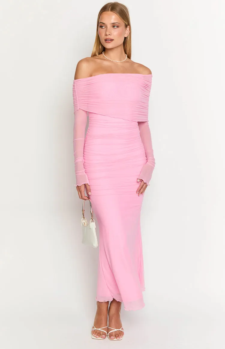 Opal Pink Long Sleeve Maxi Dress