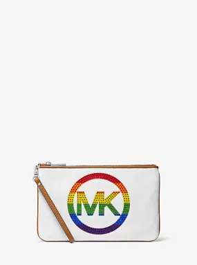 PRIDE Jet Set Large Embellished Logo Canvas Pouch