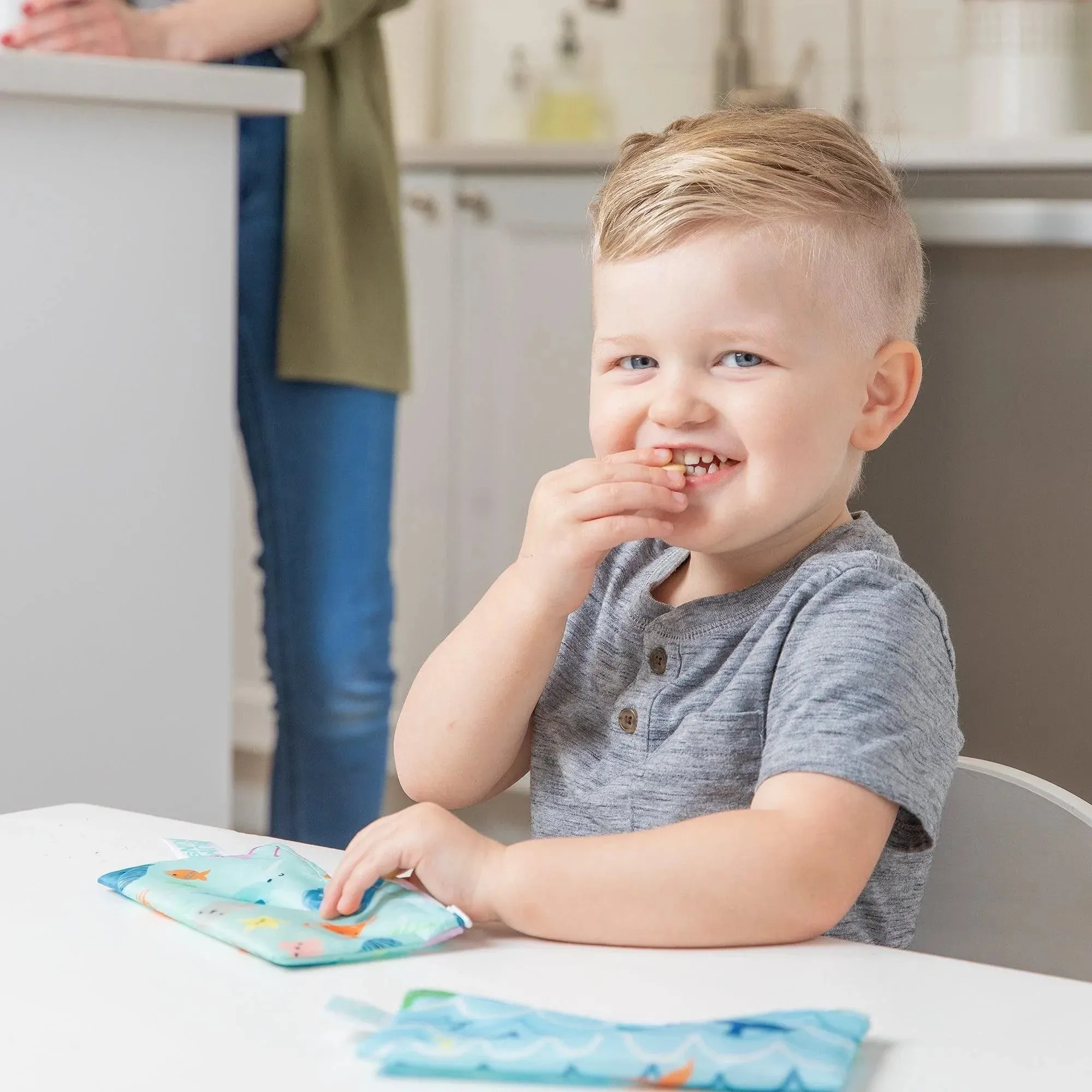 Reusable Snack Bag, Small 2-Pack: Ocean Life & Whale Tail