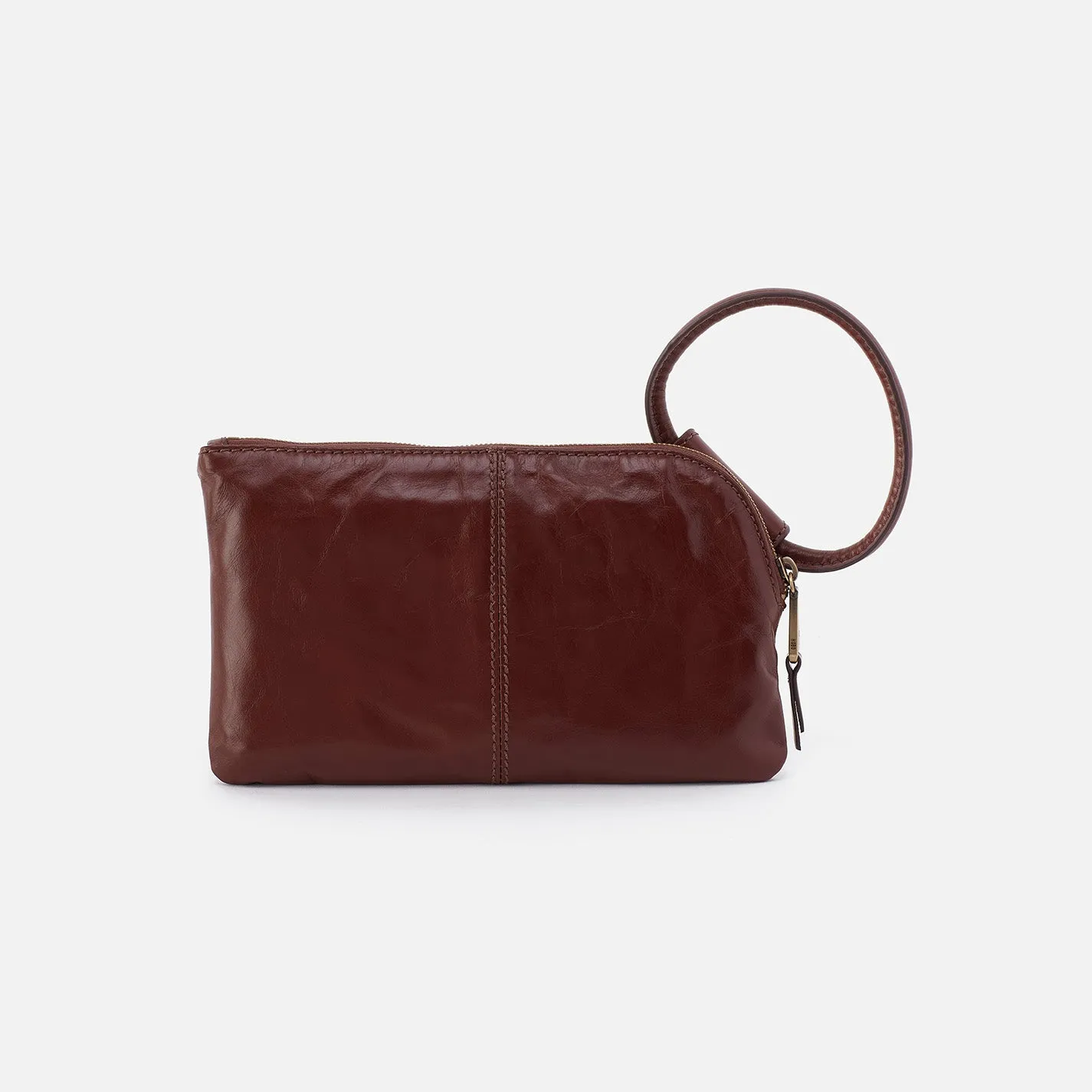 Sable Wristlet In Polished Leather - Chocolate