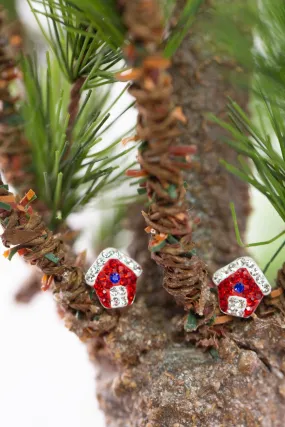 Santa's House Holiday Crystal Stud Earrings