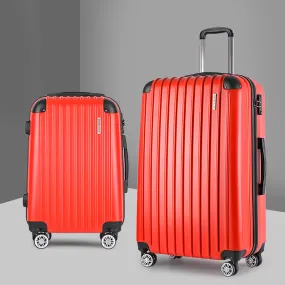 Set of 2 Luggage Trolley Suitcase Sets Travel TSA Hard Case Red