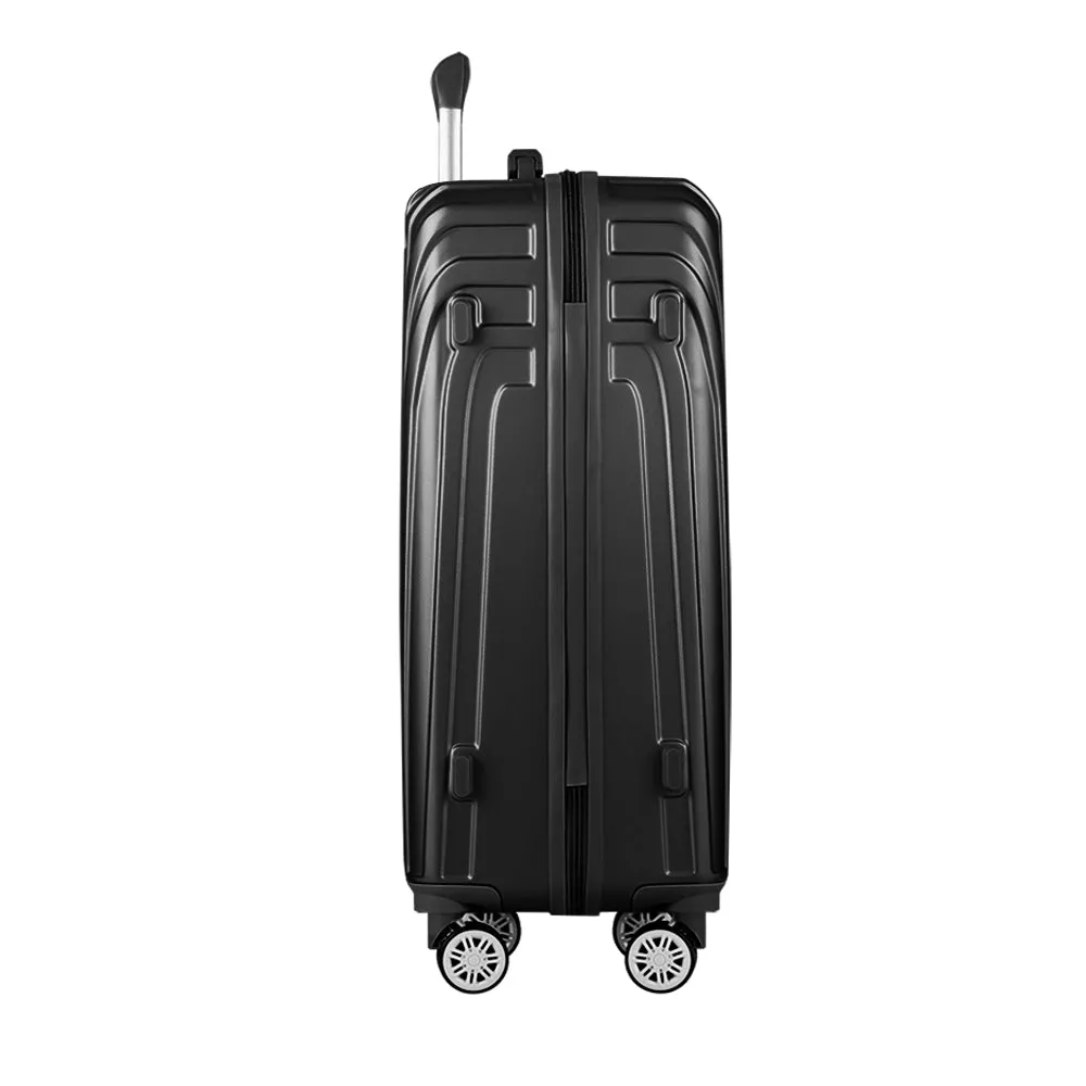 Set of 3 Luggage Trolley Suitcase Sets Travel TSA Hard Case Black