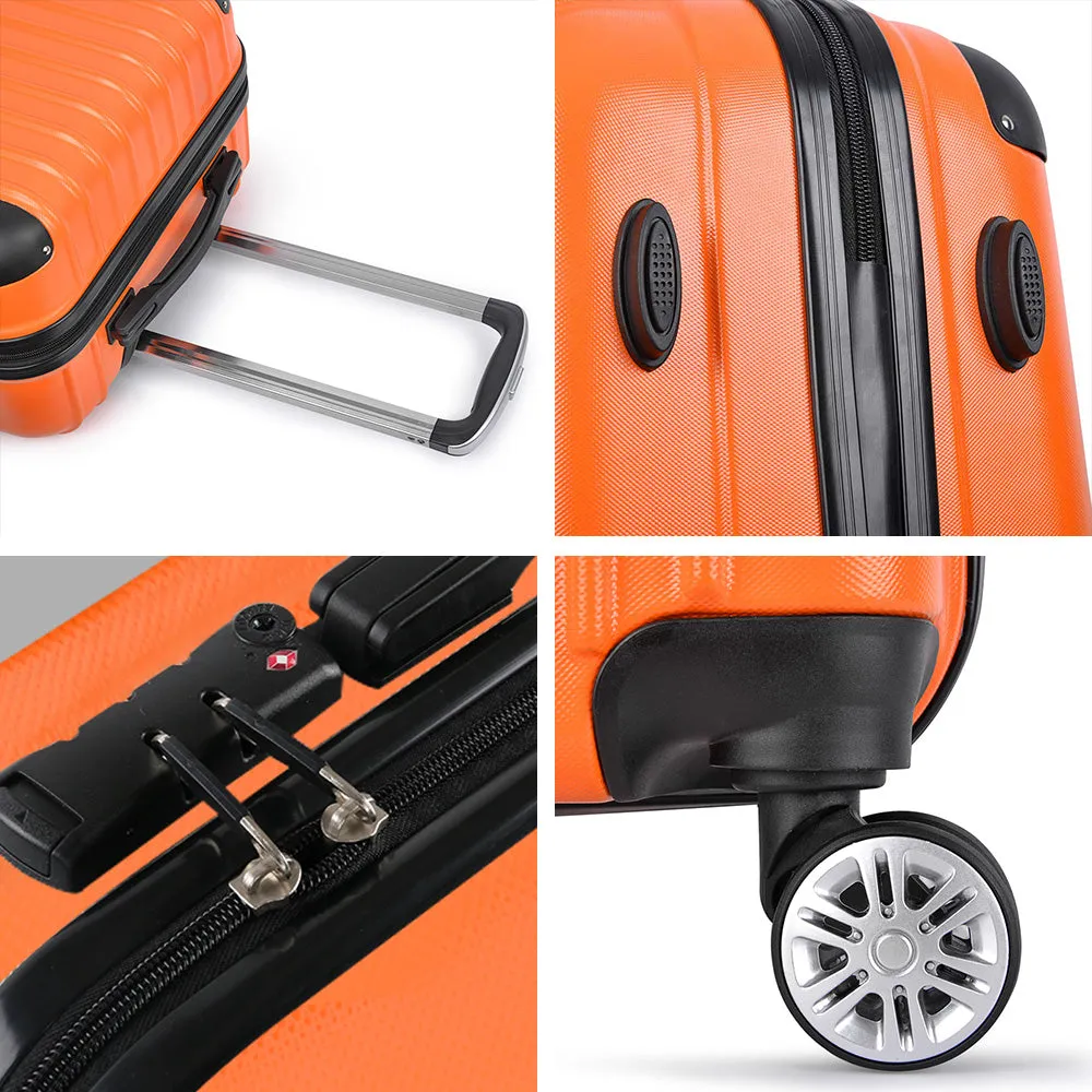 Set of 3 Suitcase Hardcase 20" 24" 28" Carry On Trolley Travel Orange