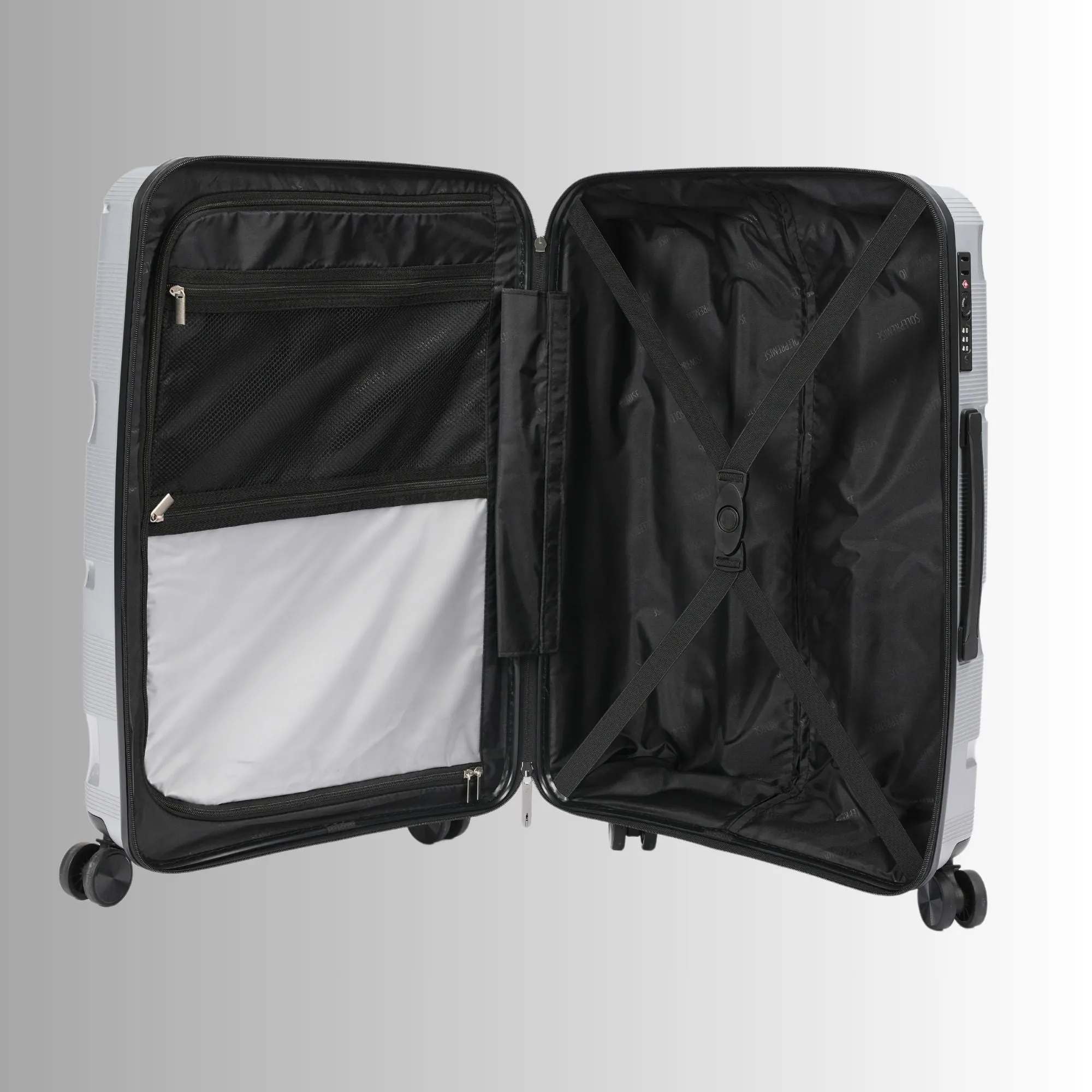 Silver Hardcase Roller Luggage 28' with 360° Wheels & TSA Lock