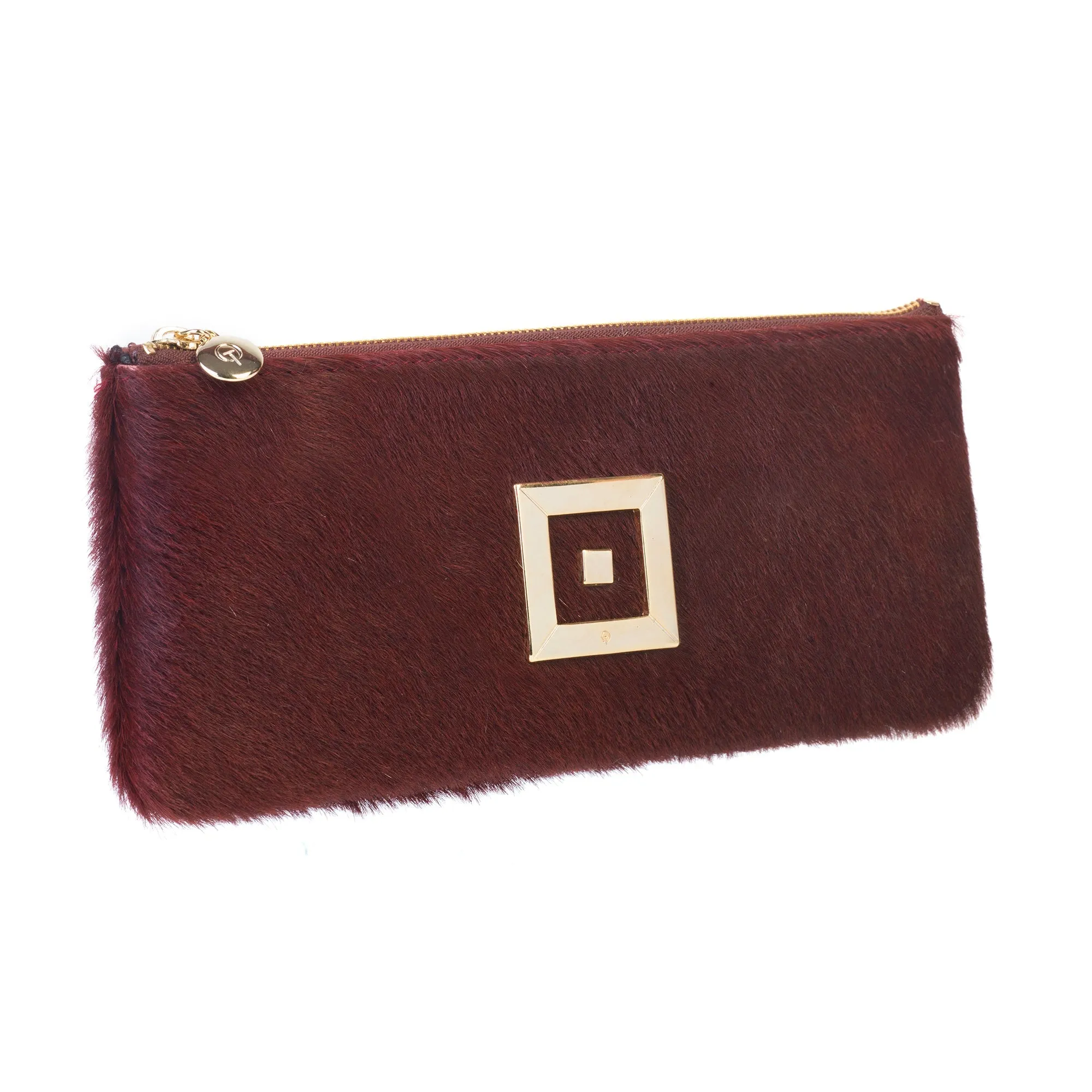 Stella Burgundy Ponyskin Clutch