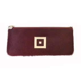 Stella Burgundy Ponyskin Clutch