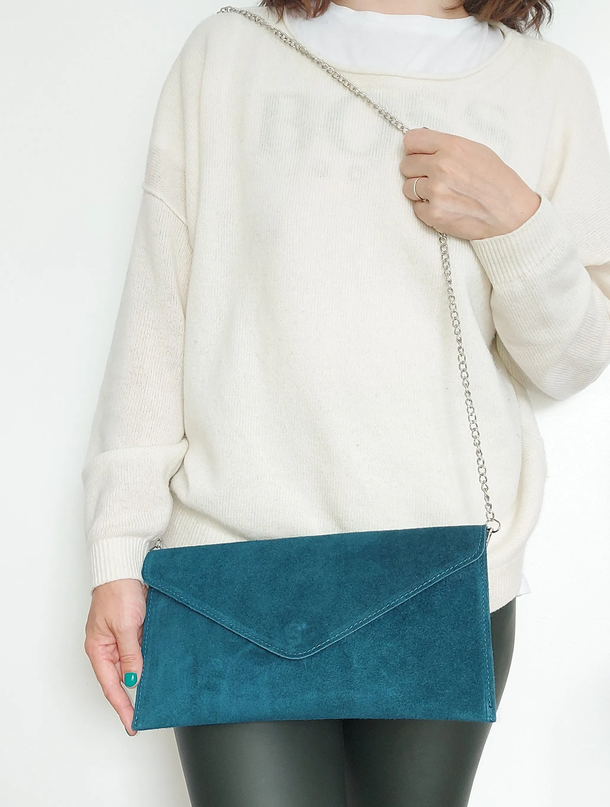 Teal Green Blue Envelope Clutch Bag