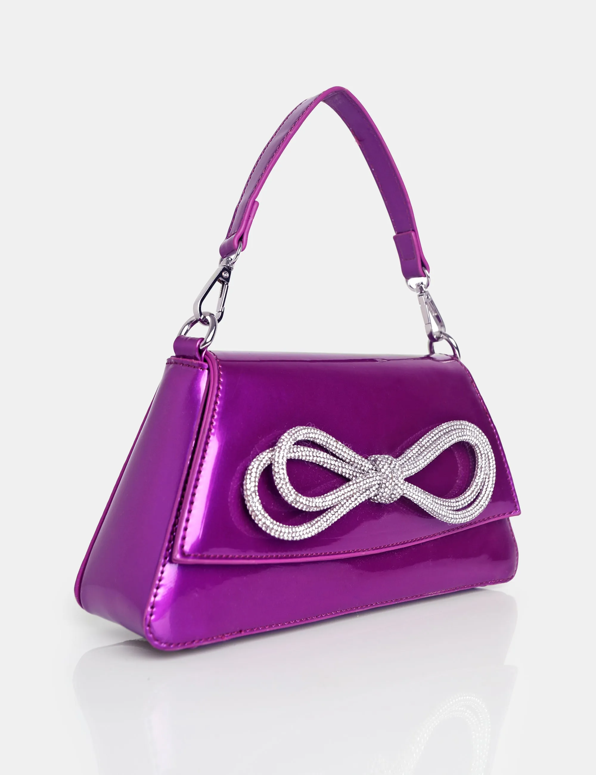 The Faya Violet Bow Detail Diamante Crossbody Bag