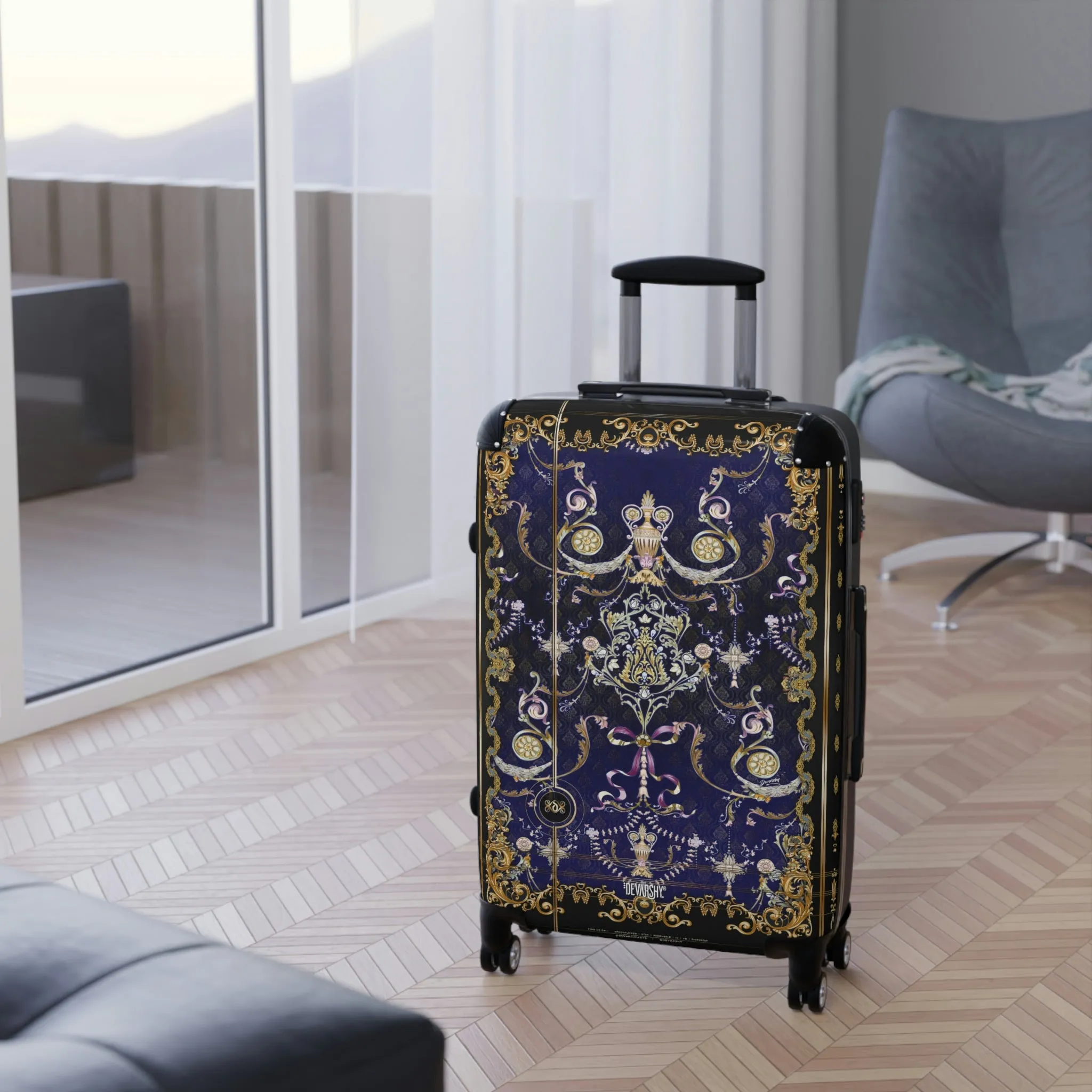 Valencia Baroque Suitcase Carry-on Suitcase Blue Travel Luggage Hard Shell Suitcase in 3 Sizes | XTQ1004A