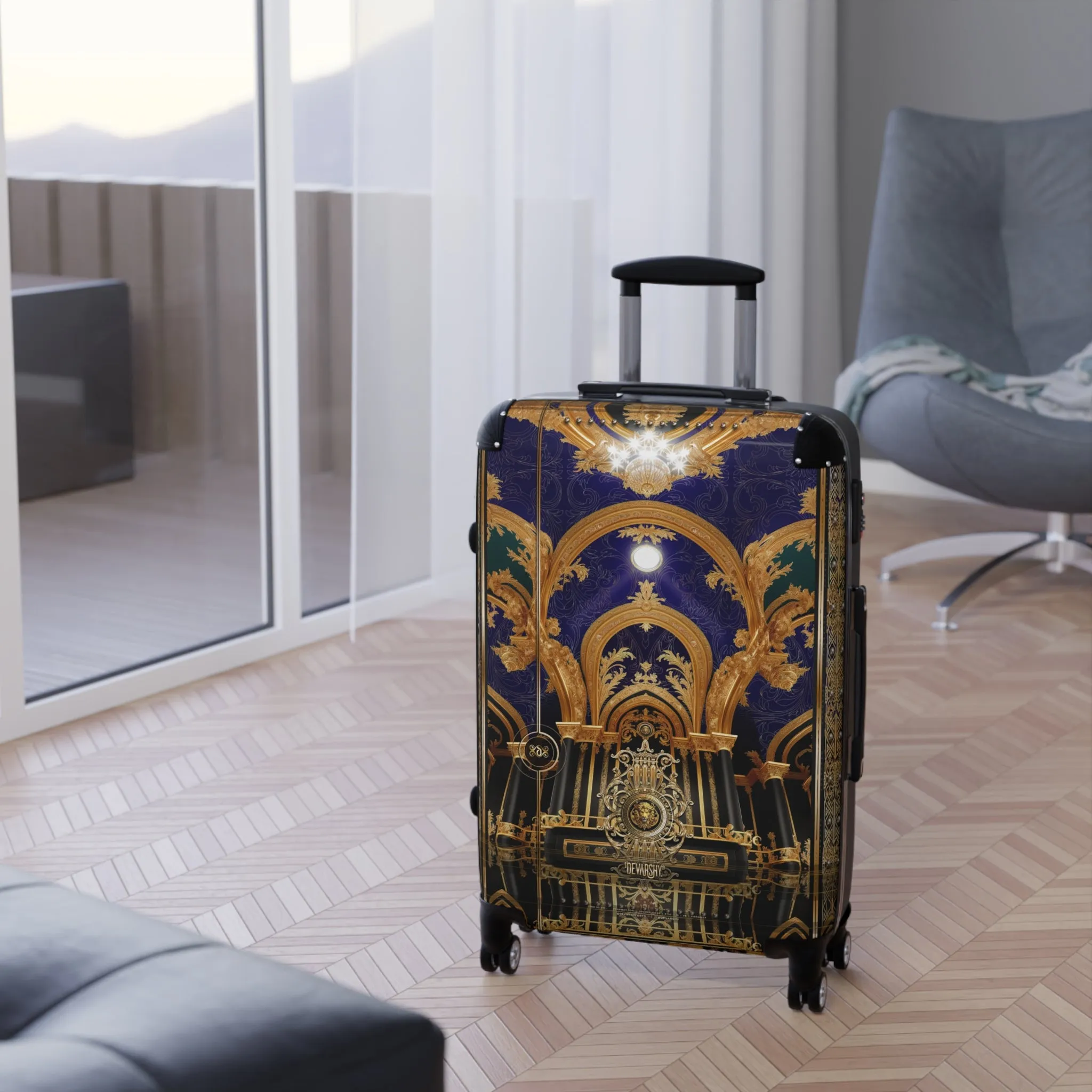 Violet Arch Suitcase Baroque Travel Luggage Decorative Carry-on Suitcase Premium Hard Shell Suitcase on Wheels | D20218B