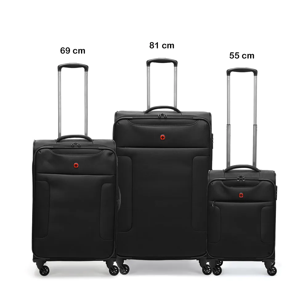 Wenger Eazy 54 68 80cm Softcase Expandable Luggage Trolley Set Of 3 - Black