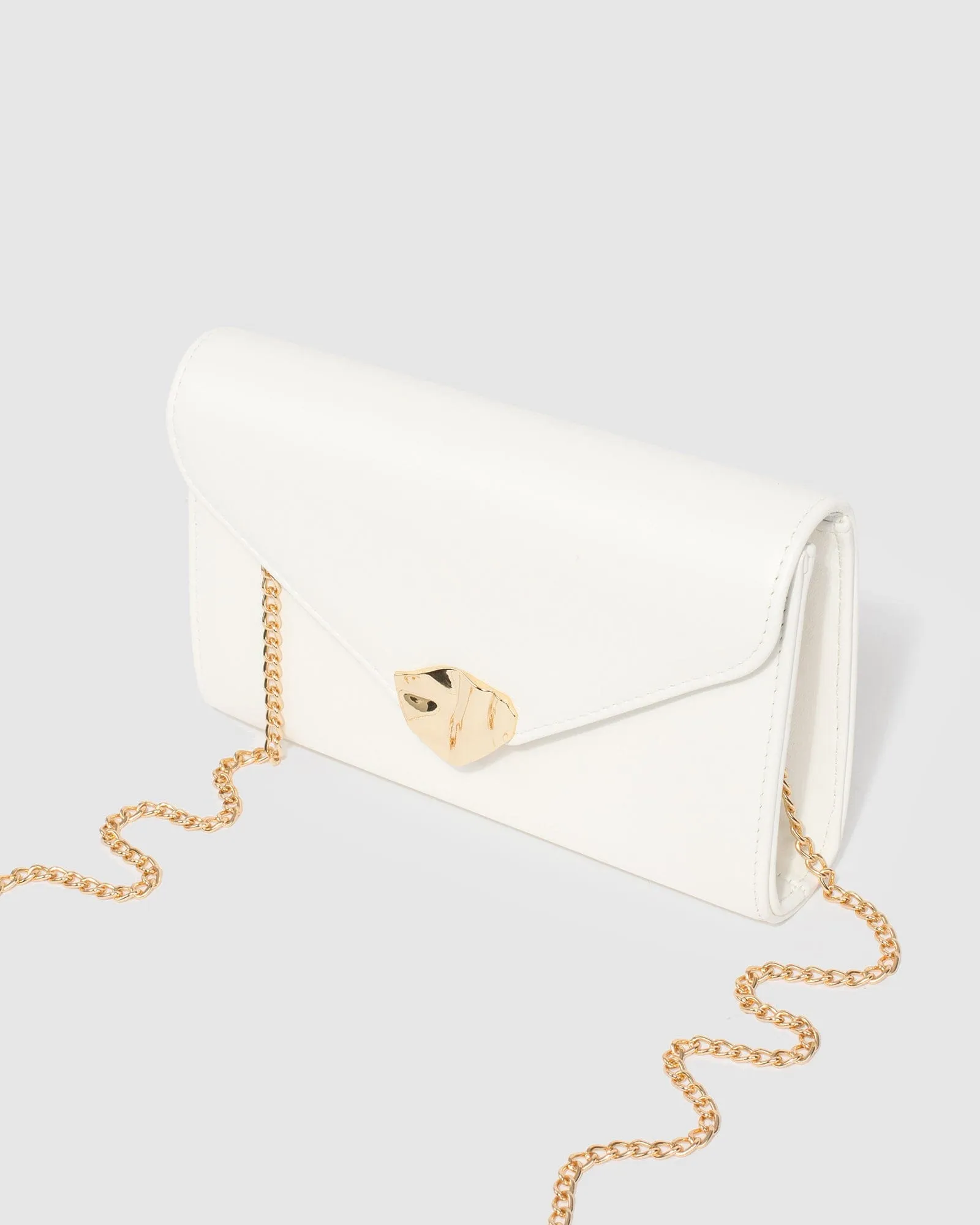 White Isidora Envelope Clutch Bag